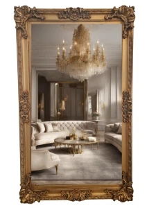 Lustro pałacowe glamour w drewnianej złotej ramie  w stylu barokowym 200x100
