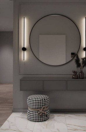 Okrągłe lustro ścienne 80 cm czarna rama