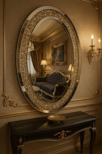 Przejdź do produktu Lustro Owalne Glamour 90x60 Złote