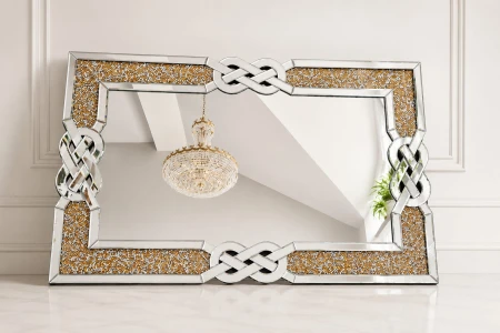 Lustro glamour z pirytami 120x80 zlote