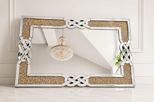 Przejdź do produktu Lustro krysztale z pirytami glamour złote  120x80 