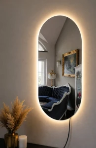 Lustro owalne led  80x40 