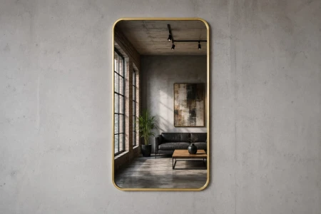 Lustro w złotej ramie 100x60 prostokątne