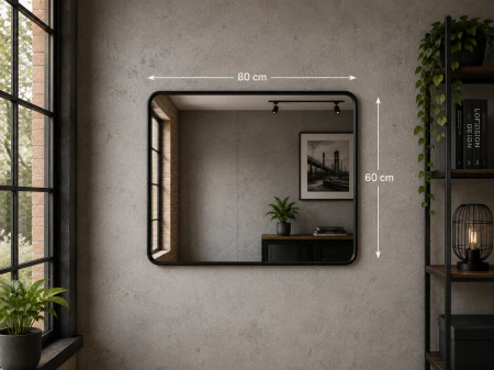 Lustro w czarnej ramie prostokątne 80x60 cm