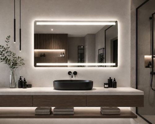 Przejdź do produktu Lustro prostokątne  led łazienkowe 100x60 cm